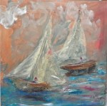 Deux voiles - Technique mixte et collage sur toile