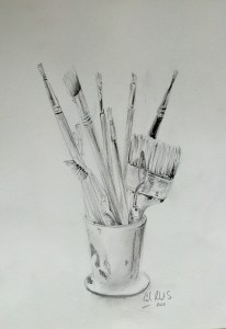 pot de pinceaux - dessin de Cécile Robert sermage